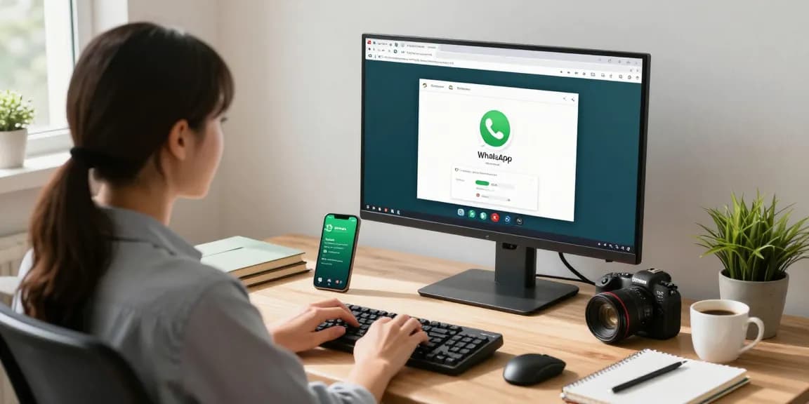 Engaging with WhatsApp網頁版 in a modern home office setup