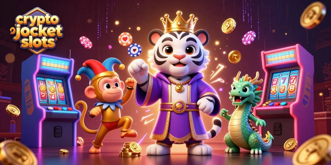Engage with exciting crypto jackpot slots featuring a regal tiger and playful monkey amid vibrant casino elements.