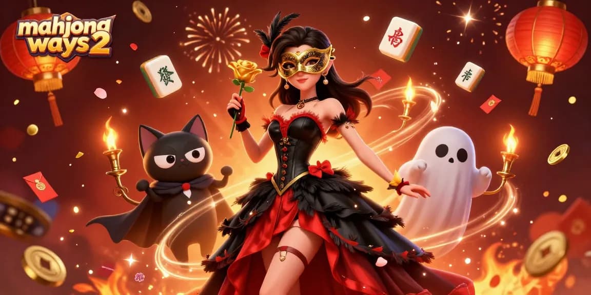 Experience mahjong ways 2 with festive 3D illustration capturing players in vibrant casino atmosphere.