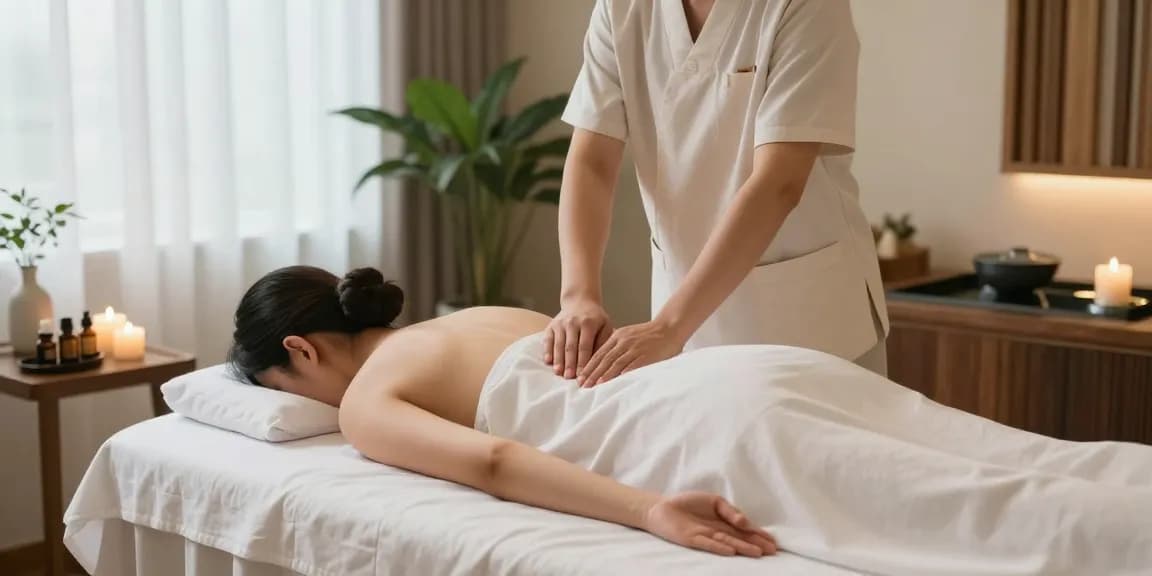 Enjoying a 출장안마 therapy at a tranquil spa, enhancing relaxation.