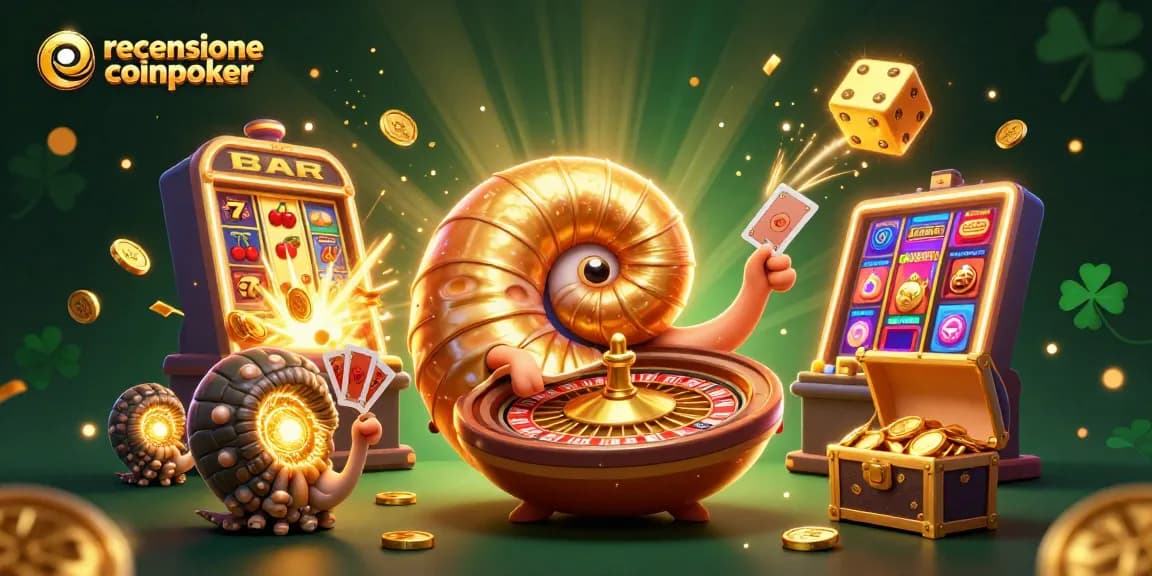Recensione Coinpoker: gioca al poker con criptovalute in un'illustrazione vivace e affascinante.