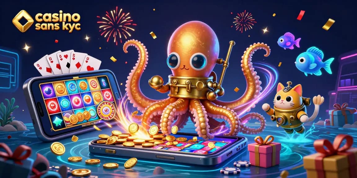 jouer au casino sans kyc avec une illustration remplie de personnages marins et jeux d'argent colorés