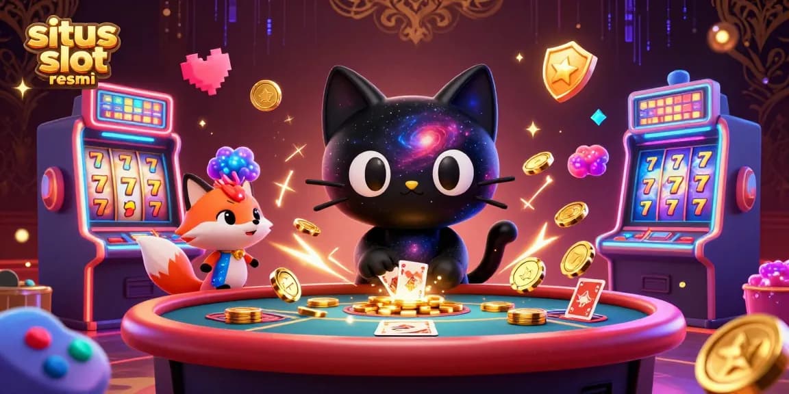 Engage with situs slot resmi featuring vibrant casino elements and charming cosmic characters.
