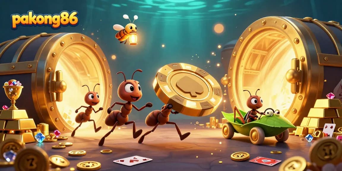 Experience the excitement of pakong86 as ants execute a casino heist with golden treasures.