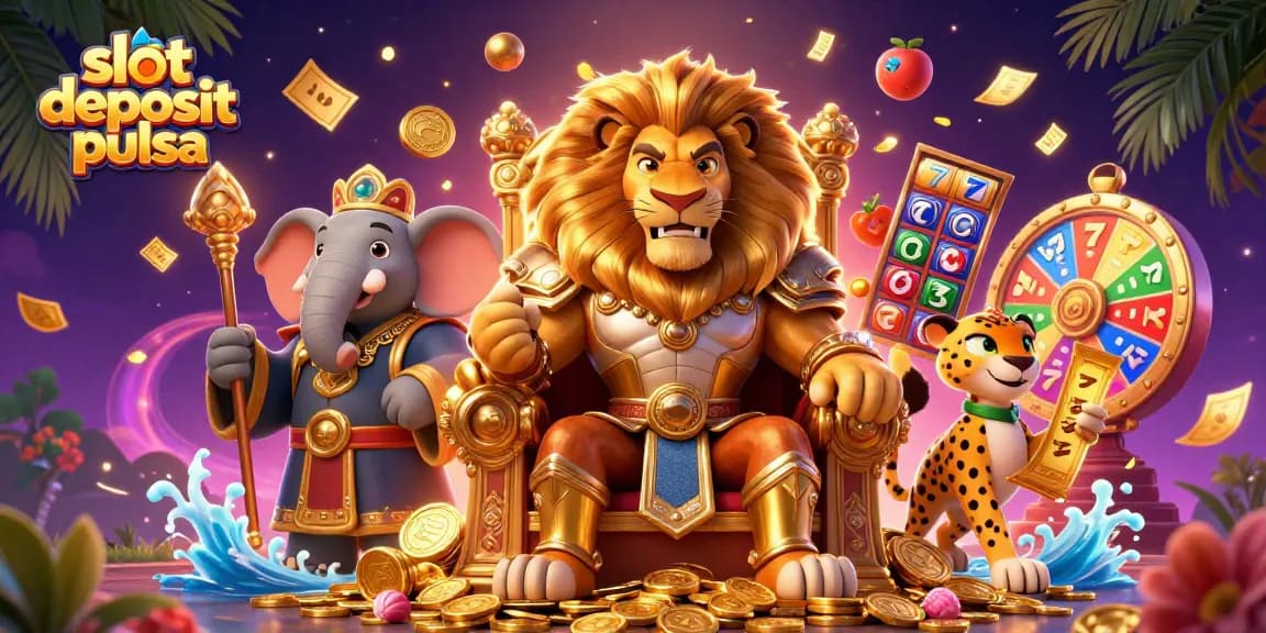 Experience thrilling gameplay with slot deposit pulsa in this vibrant casino illustration featuring dynamic characters and game elements.