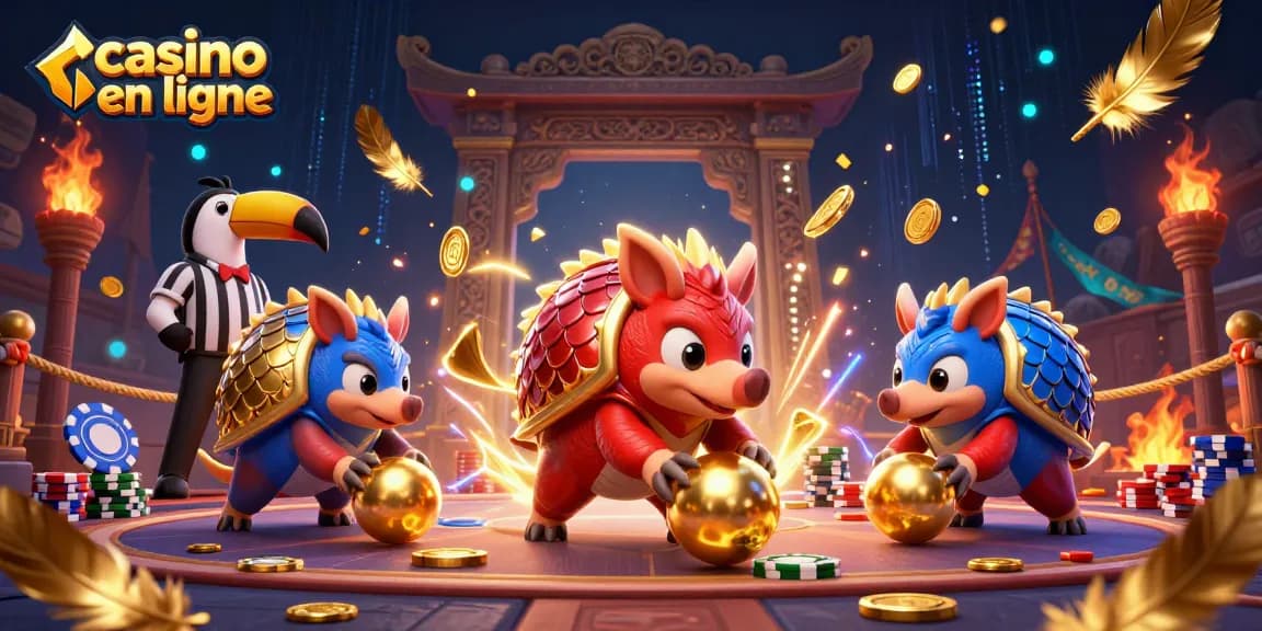 Jouez au casino en ligne avec des pangolins rivaux illustrant des jeux palpitants.