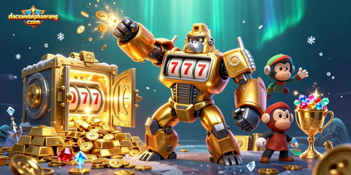 Engage with the exciting world of dacsandatphanrang com, where a golden gorilla mech embodies the thrill of casino action!