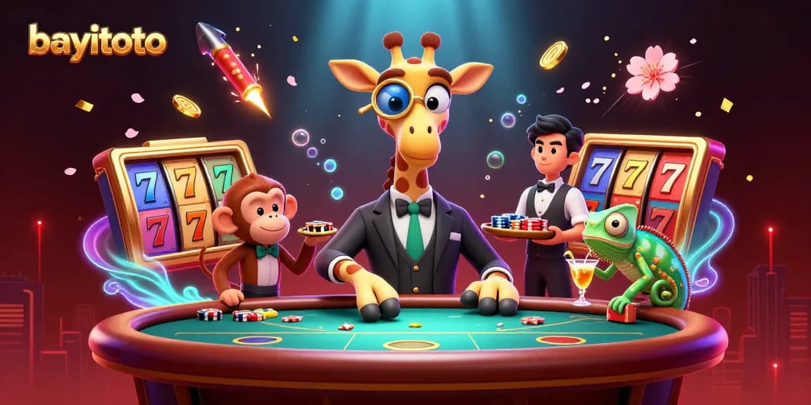Experience thrilling gaming with bayitoto’s vibrant slots and games in this rich 3D illustration.
