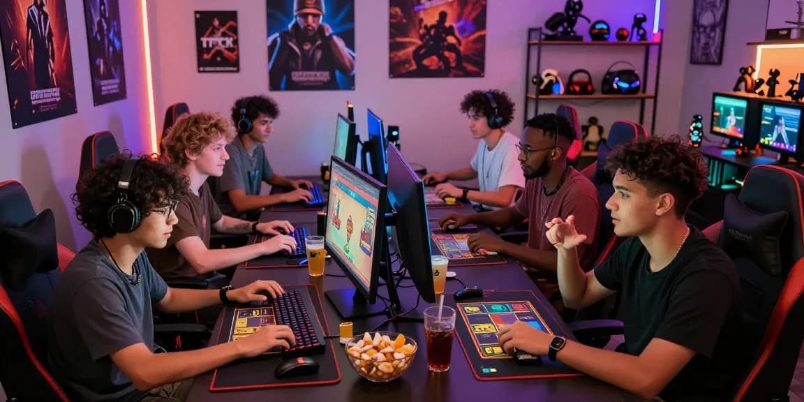 Friends enjoying 68 game bài together, showcasing lively gaming environment.