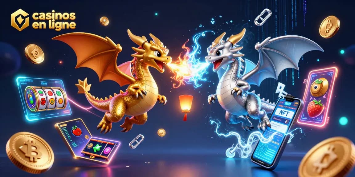 Jouer à des casinos en ligne avec des dragons et des éléments de jeux, tels que des machines à sous.