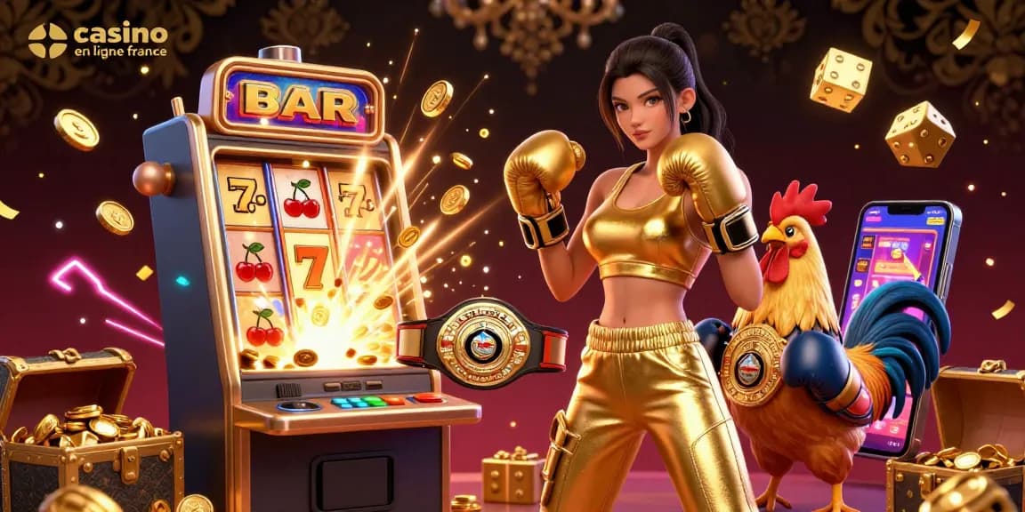Découvrez l'excitation du casino en ligne France avec des personnages dynamiques et des éléments de jeu vibrants.