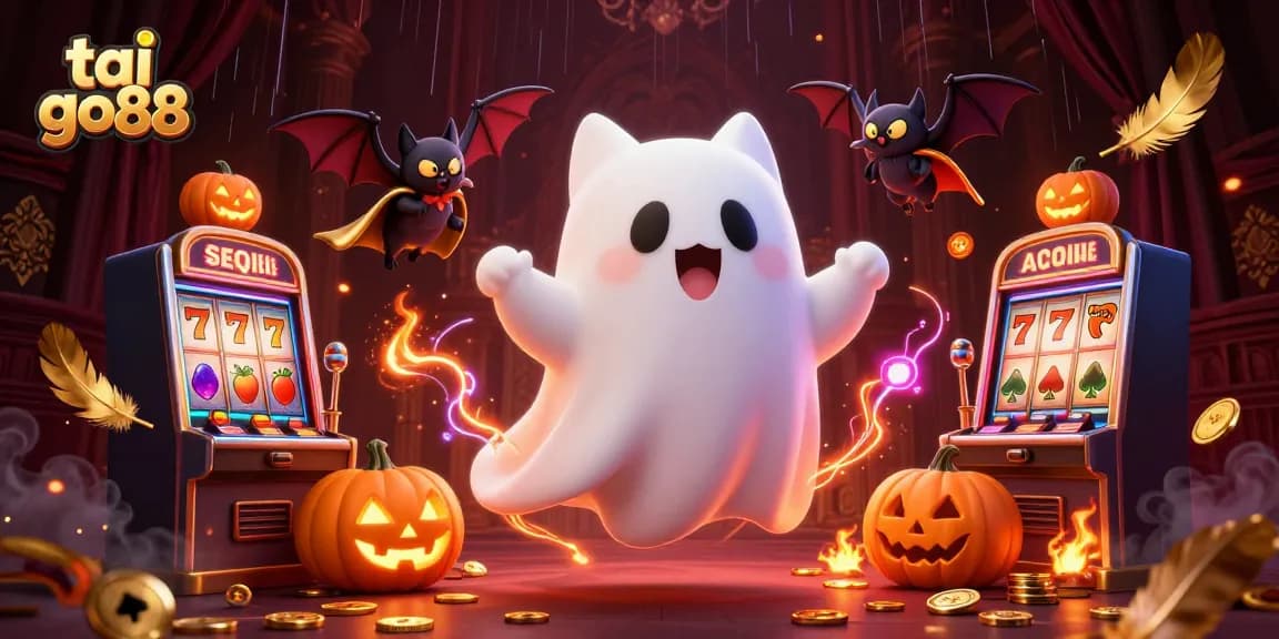 Engage with tai go88 as a ghost cat and bat explore a vibrant haunted casino.