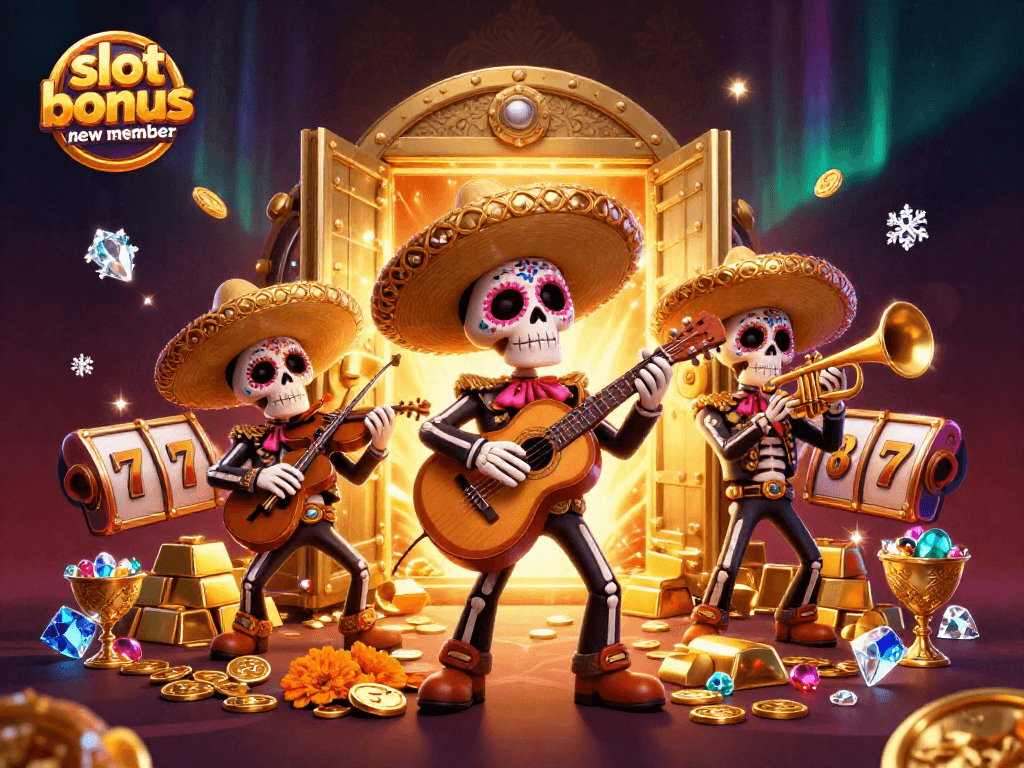 Engage with thrilling slot bonus new member opportunities in vibrant 3D casino artwork.