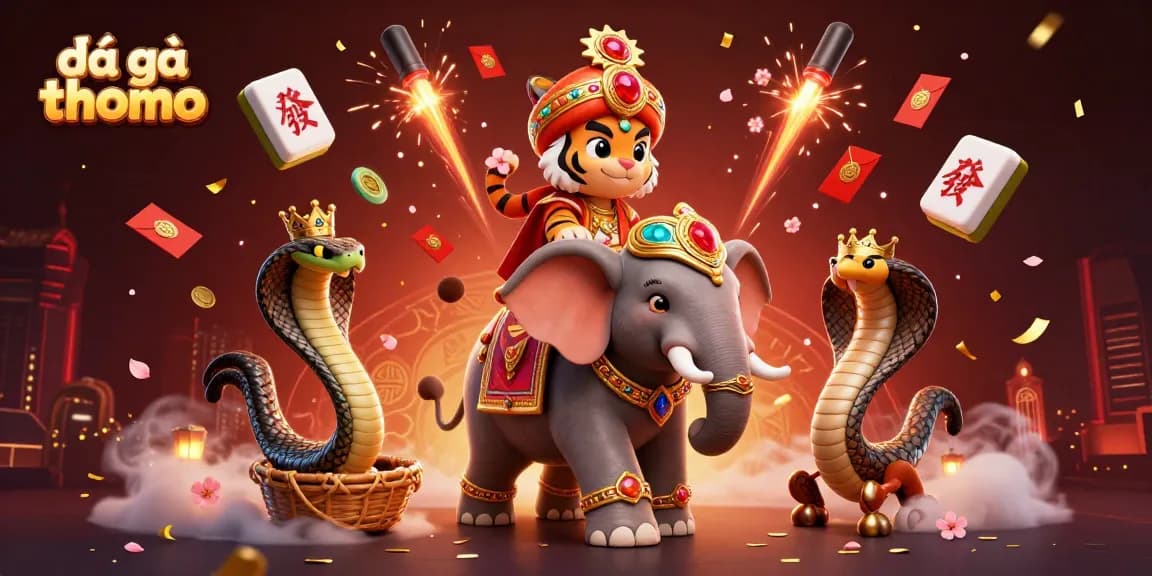 Engage with the intense world of đá gà thomo, featuring vibrant cockfighting elements and colorful festival ambiance.