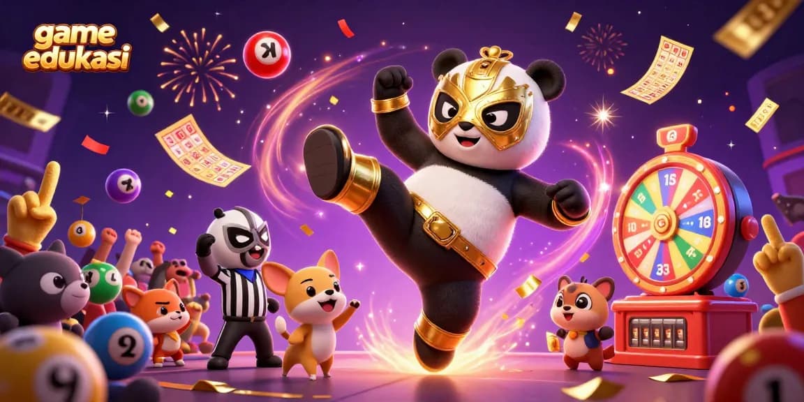 Engage with game edukasi and win excitement at the colorful gambling scene featuring vibrant characters.