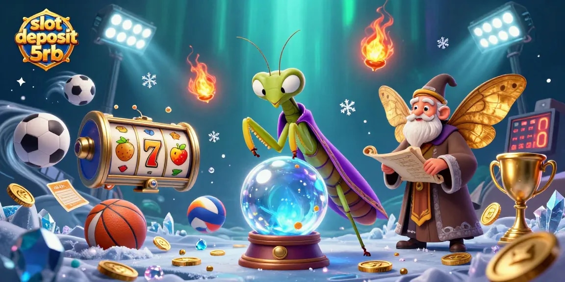 Engage with slot deposit 5rb at our vibrant casino illustration featuring lucky symbols.