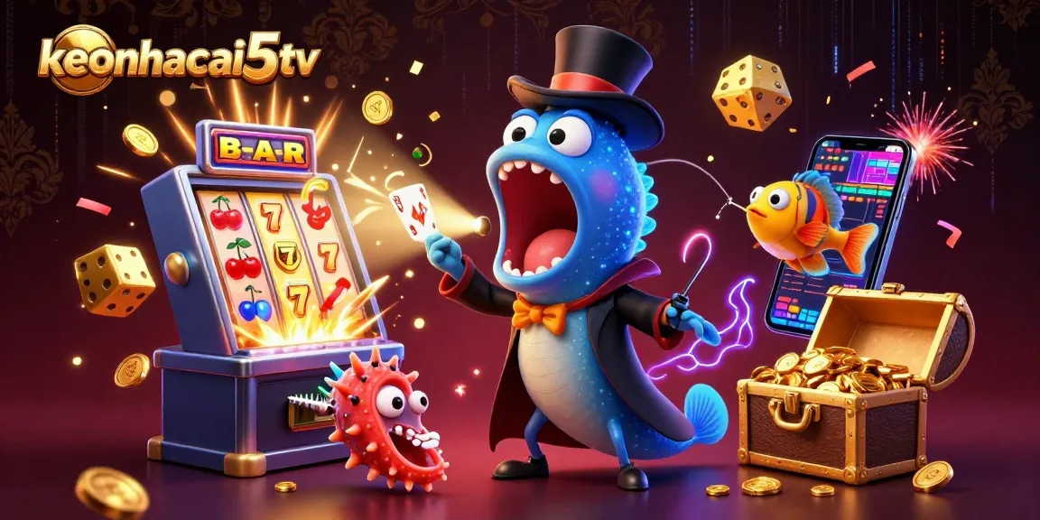 Experience thrilling gaming with keonhacai5tv’s vibrant casino scene featuring dynamic characters and jackpots.