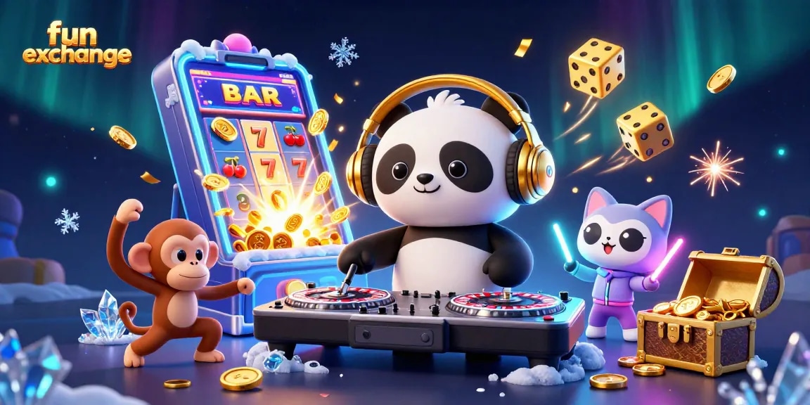 Experience fun exchange with a vibrant 3D cartoon illustration of engaging casino characters and themes.