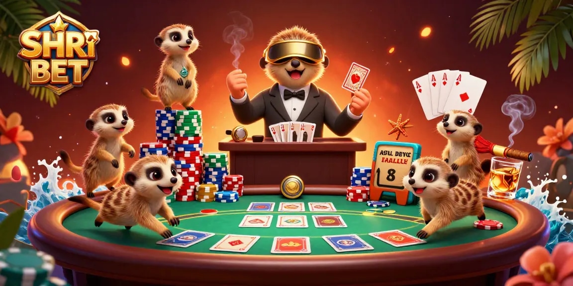 Experience immersive gaming at SH BET with meerkats managing a vibrant casino scene.