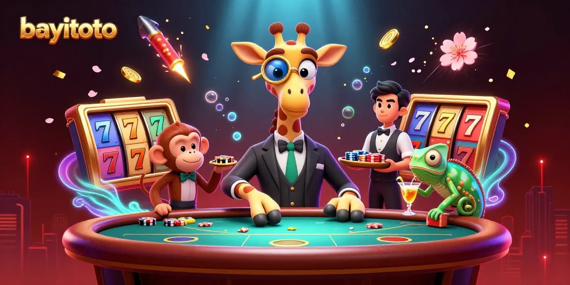 Experience thrilling gaming with bayitoto’s vibrant slots and games in this rich 3D illustration.