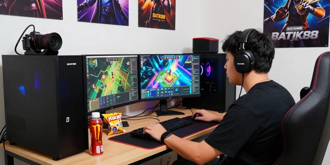 Pengalaman bermain di BATIK88 dengan hadiah jutaan, pemain sedang fokus pada permainan online.