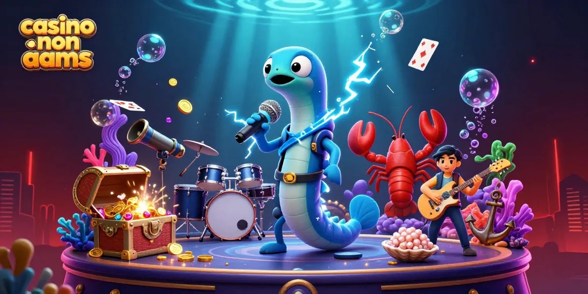 Scopri l'emozione del casinò non AAMS con un'esibizione di DJ elettrizzante sott'acqua, circondato da elementi di gioco vibranti.