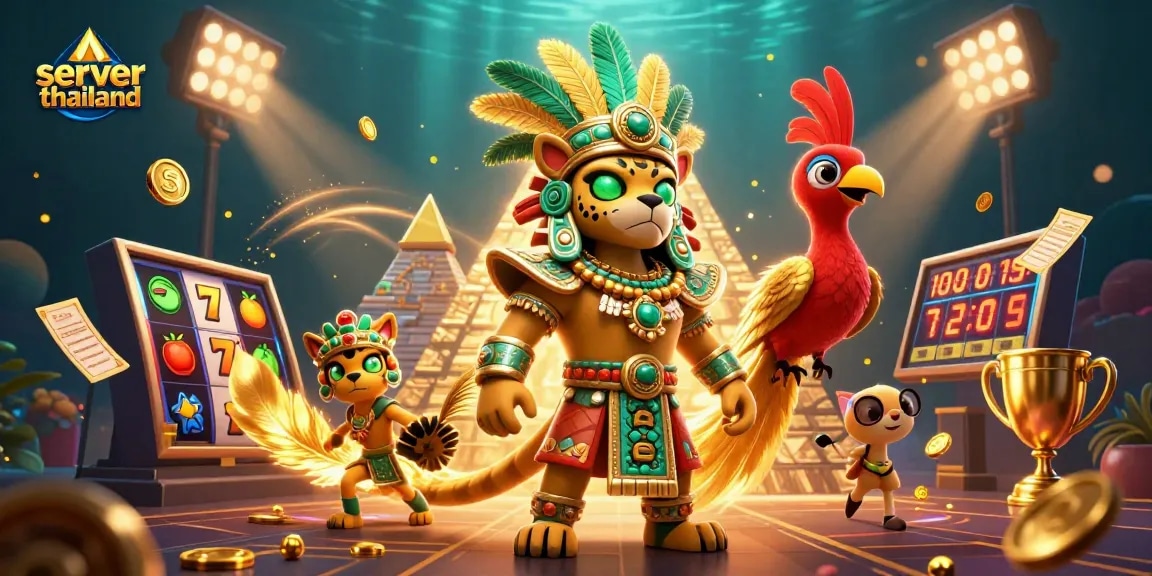 Spin the reels for mega wins on server thailand with this vibrant casino illustration.