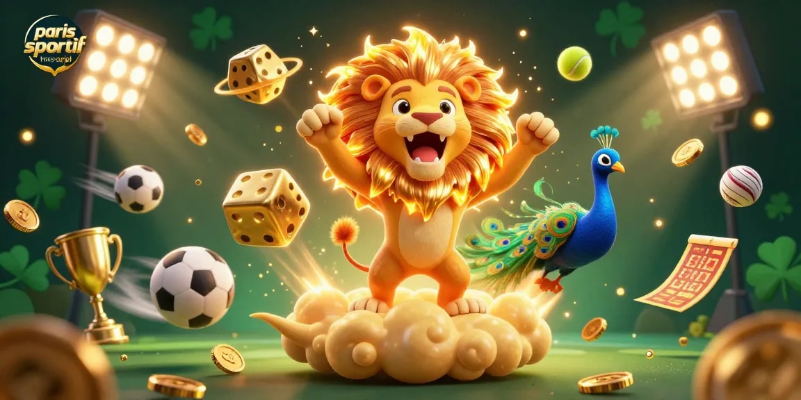Misez sur paris sportif hors arjel avec une illustration dynamique de lions et ballons de sport.