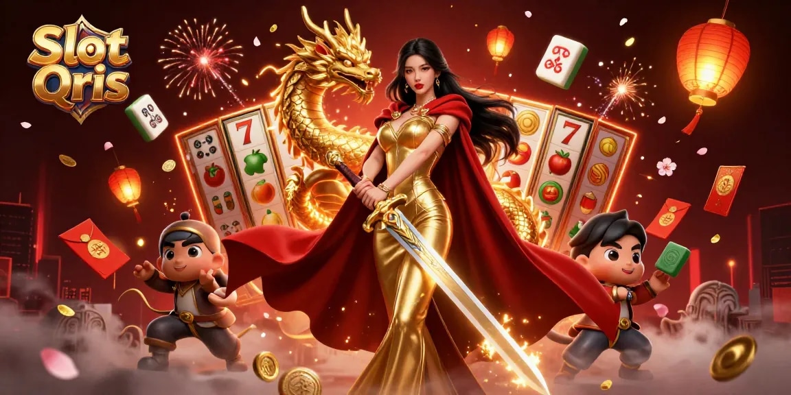 Experience Slot Qris excitement while winning big with dynamic online casino elements in a vibrant 3D scene.