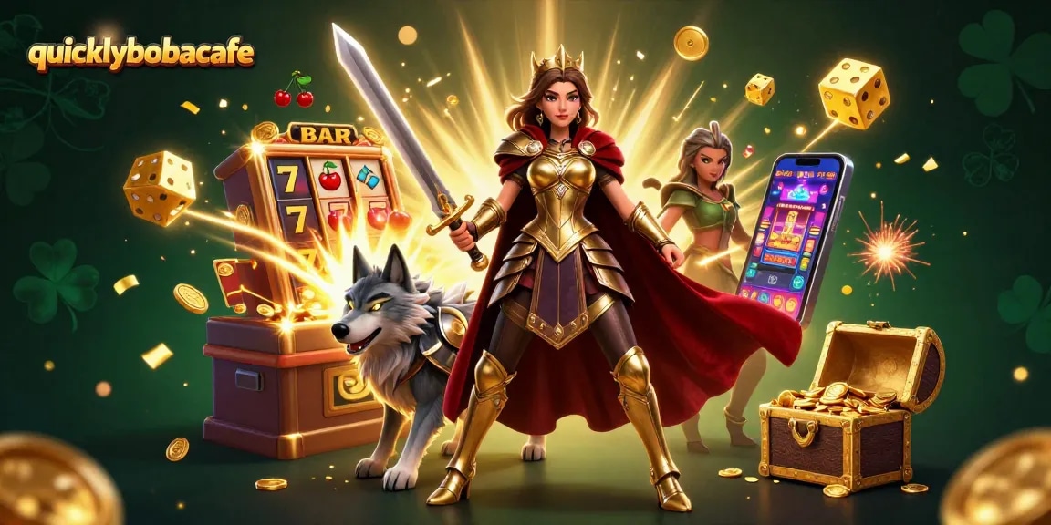 Experience thrilling jackpots at quicklybobacafe with an exhilarating casino-themed illustration.