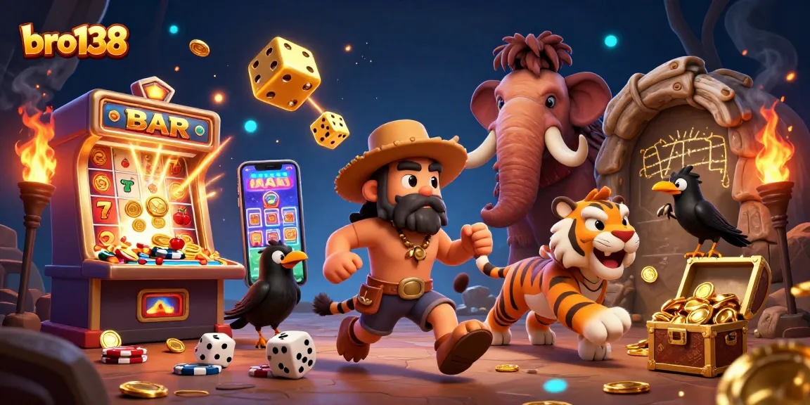 Spin to win with bro138 in a vibrant casino scene featuring dynamic characters and exciting game elements.