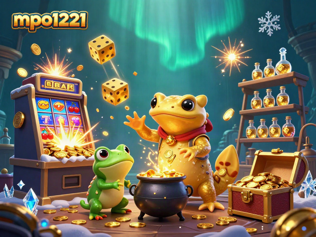 Spin the reels at mpo1221 with a magical alchemist scene, showcasing golden coins and jackpot excitement.