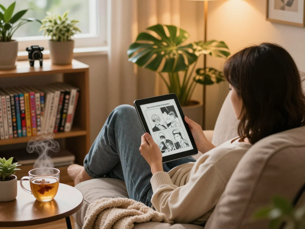 Check It Out while enjoying cozy graphic novels in a stylish reading nook.