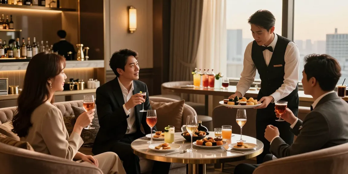 강남블랜딩의 고급스러운 라운지 내부, 세련된 인테리어와 아늑한 분위기