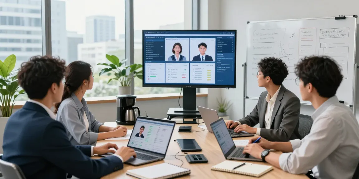 Business team utilizing advanced communication solutions in a modern office, focusing on שרותי מרכזיה to enhance connectivity and collaboration.