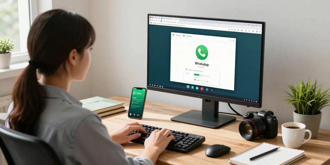 Engaging with WhatsApp網頁版 in a modern home office setup