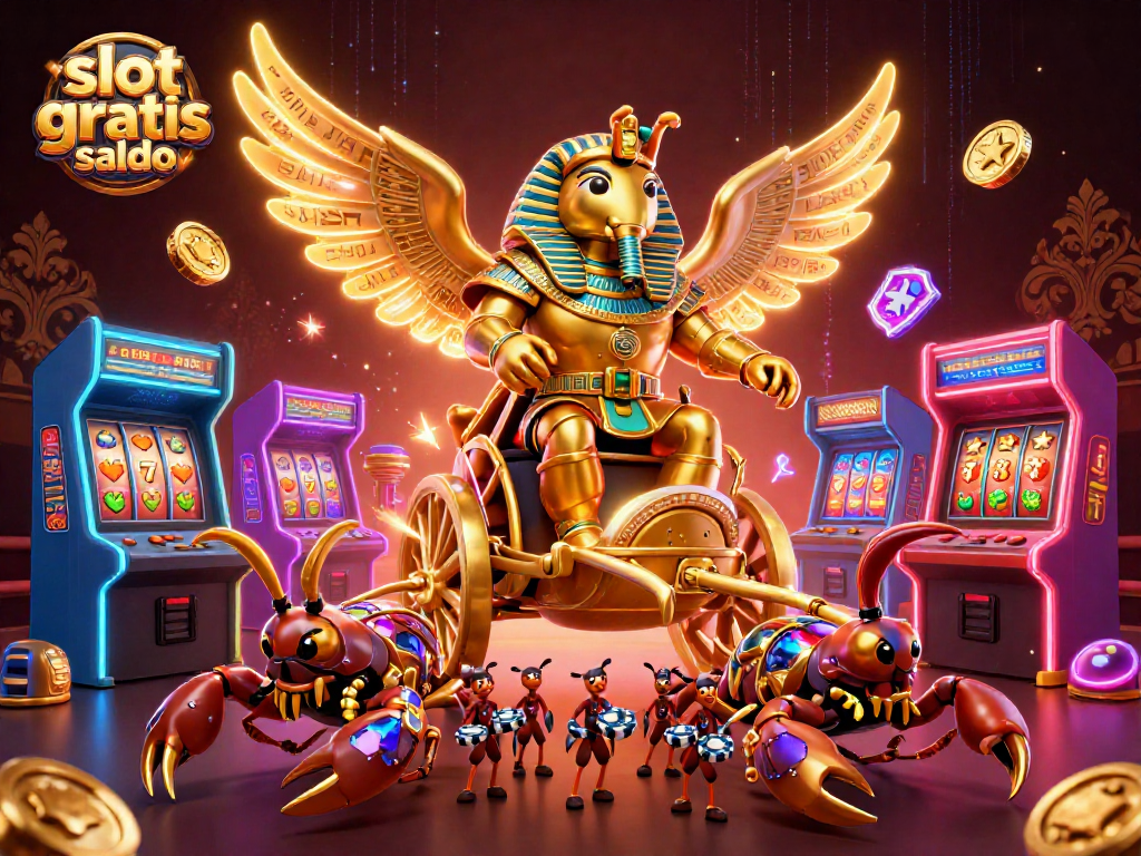 Play thrilling slots with slot gratis saldo in this vibrant, action-packed 3D casino scene.