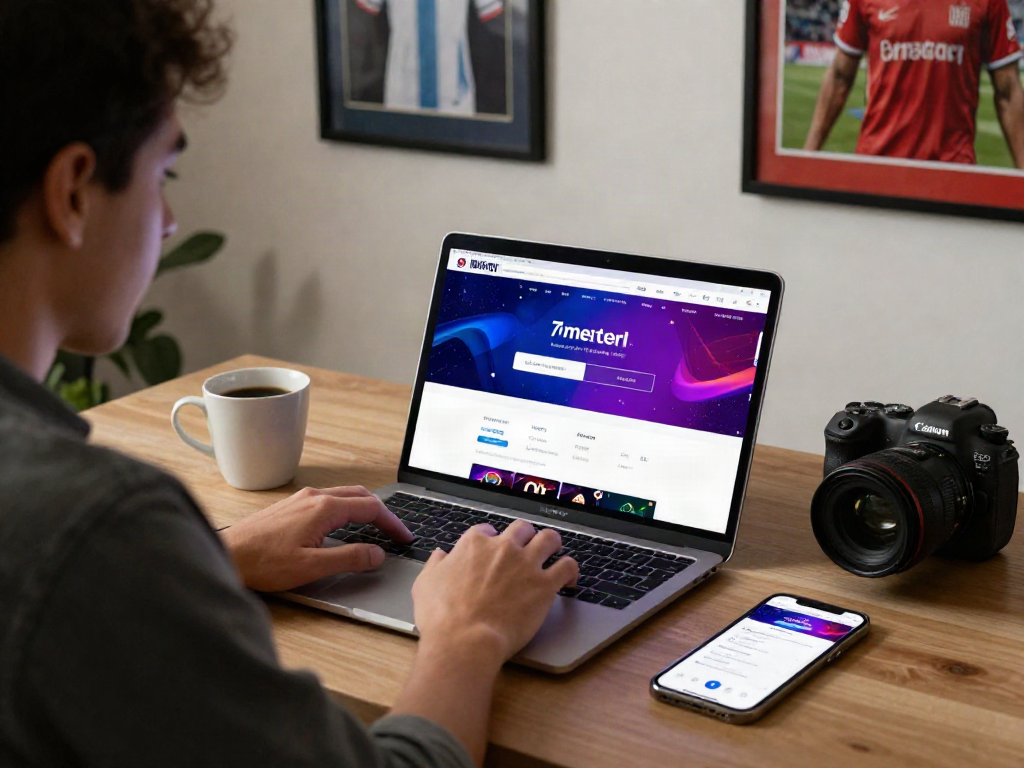 Halaman 7meter login ditampilkan di laptop, menciptakan suasana pengalaman taruhan yang menarik.