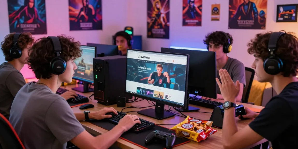 Pengguna BATIK88 berinteraksi di depan komputer dengan suasana menarik, menggambarkan semangat komunitas gaming.