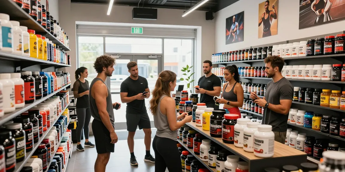 Driada Shop showcasing athletic supplements and health products in a vibrant retail environment.