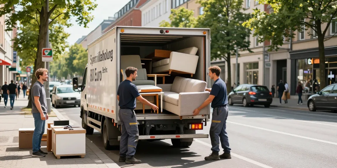 Efficient Sperrmüllabholung 80 Euro Berlin team loading junk in urban setting.