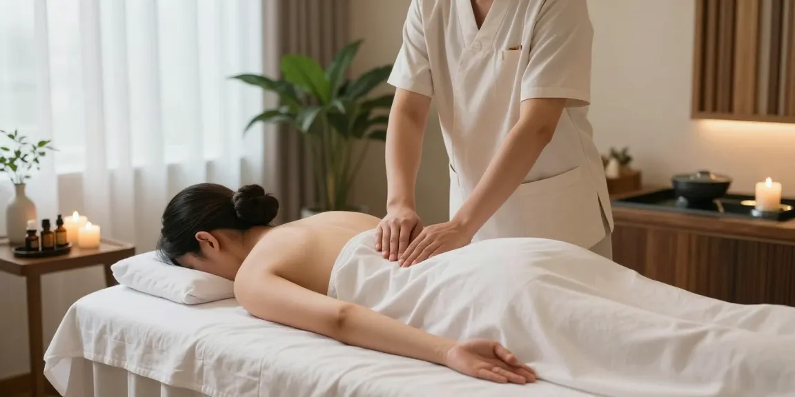 Enjoying a 출장안마 therapy at a tranquil spa, enhancing relaxation.
