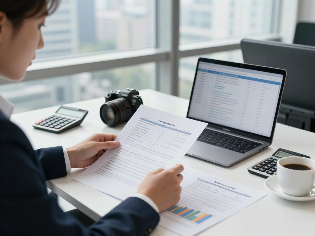 Superfund accountant analyzing financial reports in a professional office setup.