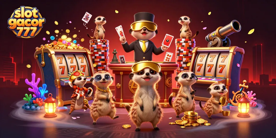 Experience thrilling luck with slot gacor 777 in an illustrated meerkat casino adventure.