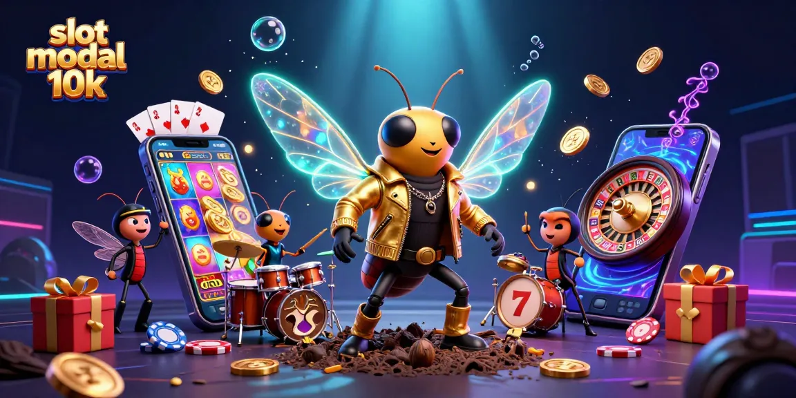 Engage with the excitement of slot modal 10k in this vibrant 3D casino scene featuring animated characters.