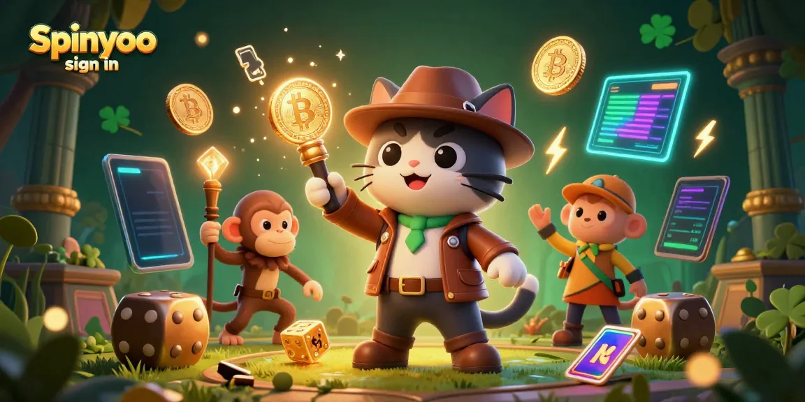 Engage in Spinyoo sign in with this vibrant, detailed casino adventure illustration.