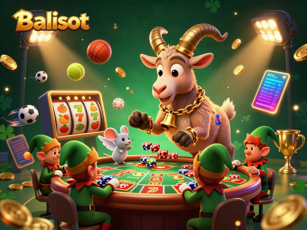 Experience the thrill of Balislot in a vibrant casino scene with festive Krampus and playful gremlins.