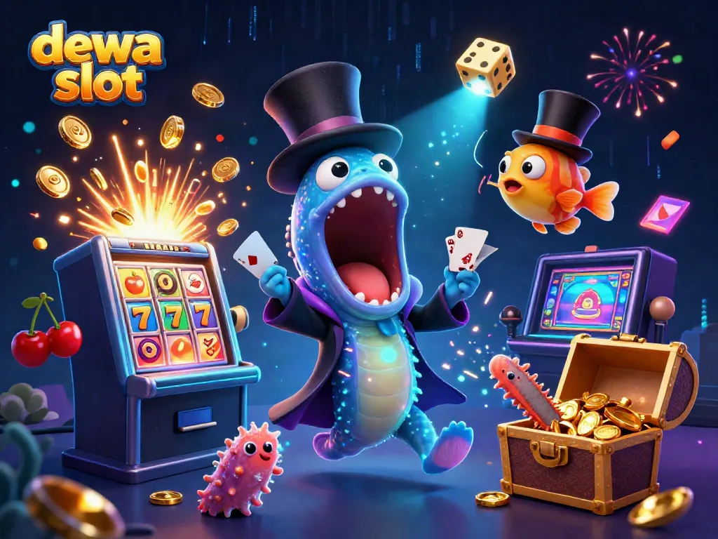 Gulper eel dan anglerfish beraksi dalam dewa slot, sambil jackpot efek memukau.