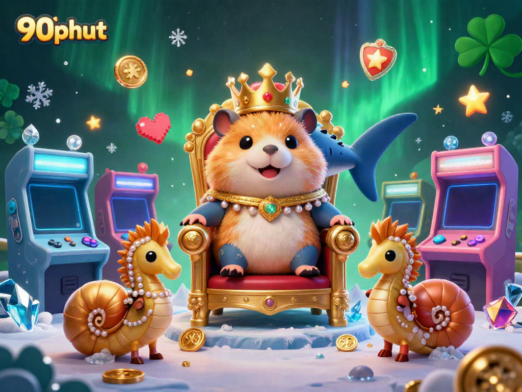 Engage with the vibrant 90phut king's throne scene, showcasing royal elements and arcade gaming flair.