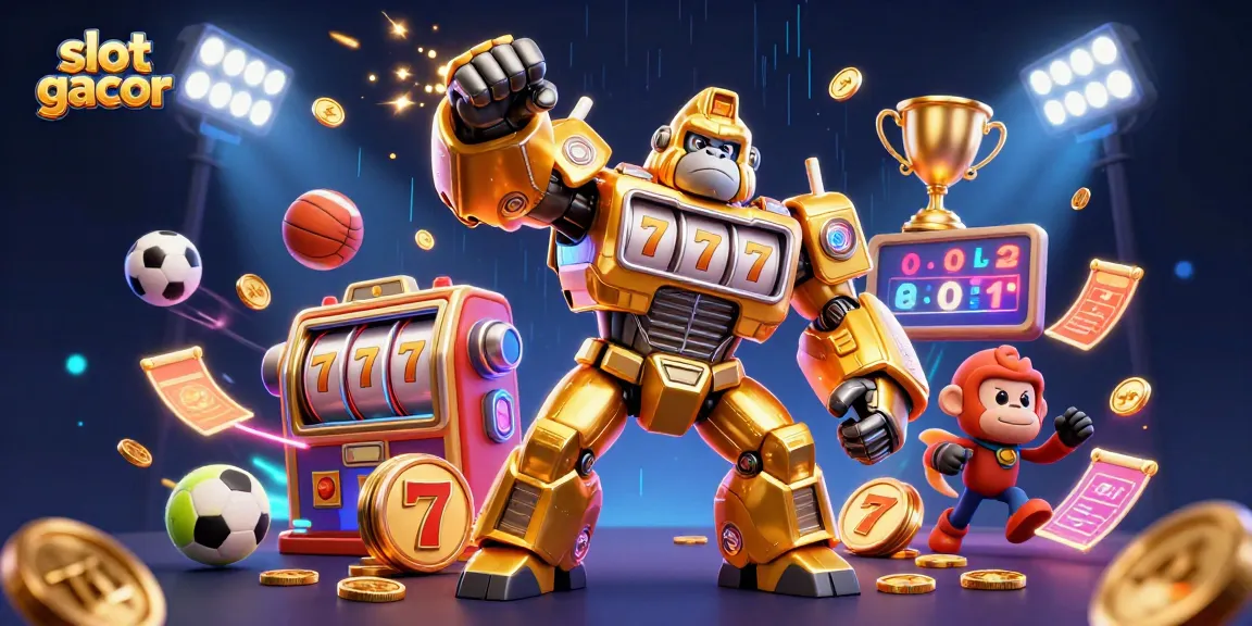 Catch winning combinations in slot gacor games with dynamic 3D action featuring a golden gorilla mech.